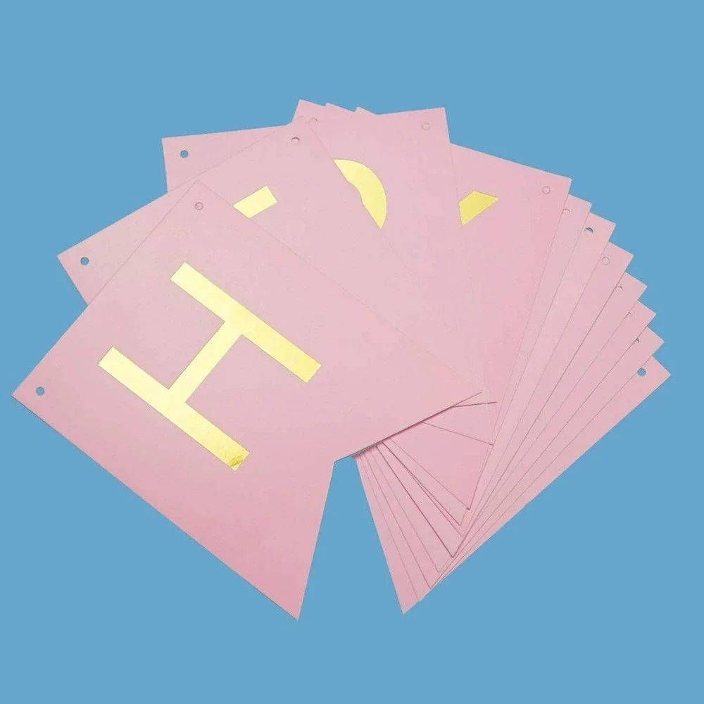 Pink Gold Happy Birthday Banner –‎ Large Backdrop Sign for Party Décor